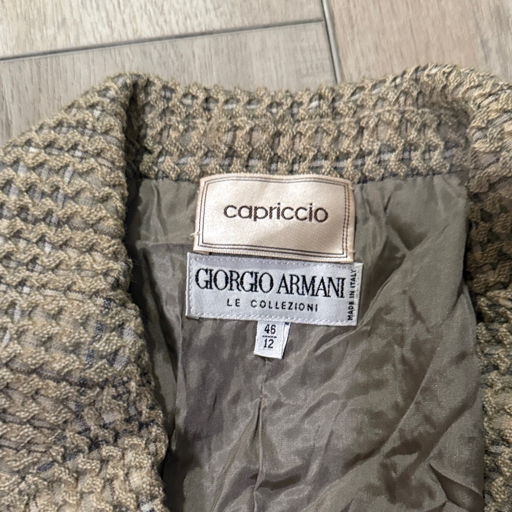 Giorgio Armani Tweed Plaid Blazer in Beige and Brown - Picture 2 of 10